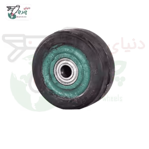 چرخ 10 سانتی‌متر تکی چدن لاستیکی با شفت مستقیم