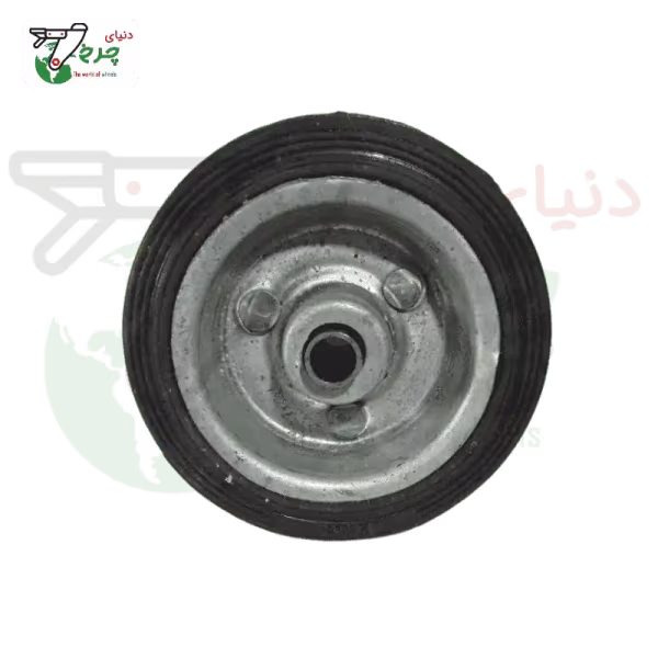 چرخ 100 میلیمتری تک مشکی ورقی صنعتی | بدون پایه و اتصال