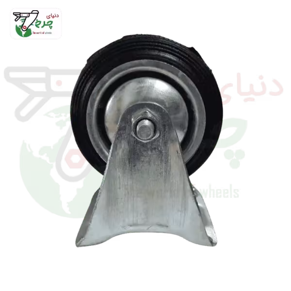 چرخ 100 میلیمتری ثابت مشکی ورقی صنعتی | حرکت مستقیم و پایدار