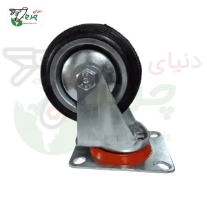 چرخ 100 میلیمتری گردان مشکی ورقی صنعتی | چرخش 360 درجه