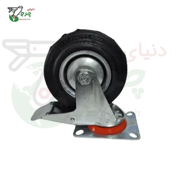 چرخ 125 میلیمتری ترمزدار مشکی ورقی صنعتی | قفل‌دار و پرقدرت