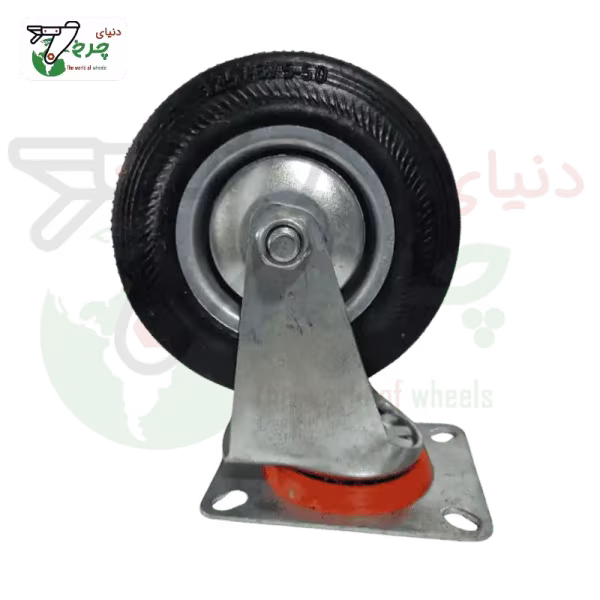 چرخ 125 میلیمتری گردان مشکی ورقی صنعتی | چرخش 360 درجه روان
