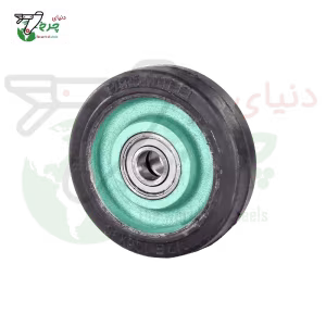 چرخ 13 سانتی‌متر تکی چدن لاستیکی با شفت مستقیم