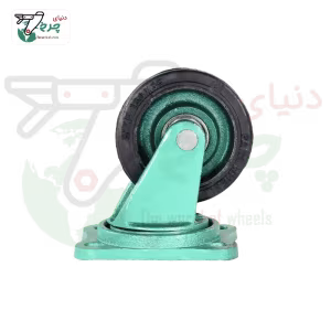 چرخ 13 سانتی‌متر گردان چدن لاستیکی با چرخش 360 درجه
