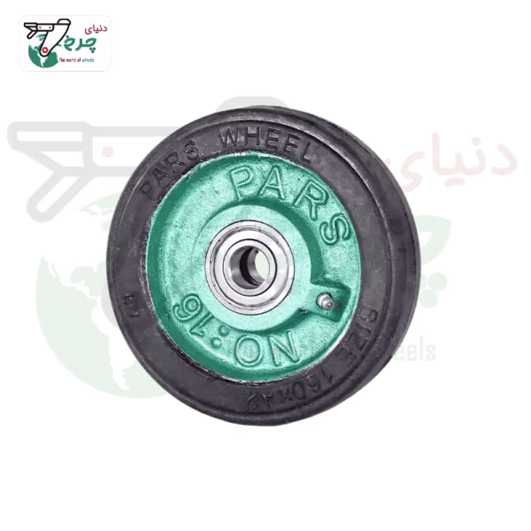 چرخ 16 سانتی‌متر تکی چدن لاستیکی با ظرفیت 300 کیلوگرم