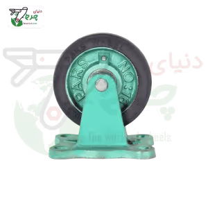 چرخ 16 سانتی‌متر ثابت چدن لاستیکی برای بارهای 300 کیلوگرمی