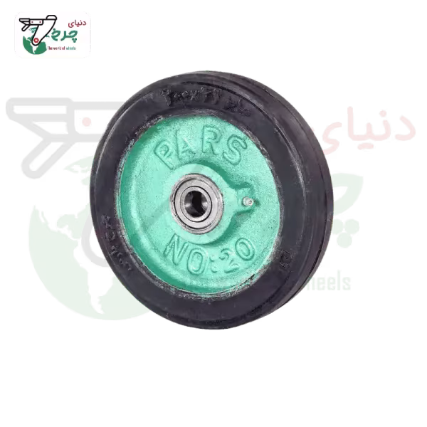 چرخ 20 سانتی‌متر تکی چدن لاستیکی با ظرفیت 400 کیلوگرم