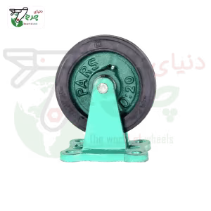 چرخ 20 سانتی‌متر ثابت چدن لاستیکی برای بارهای 400 کیلوگرمی