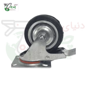 چرخ 75 میلیمتر گردان ترمزدار ورقی مشکی | کفی 4 پیچ