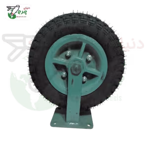 چرخ آهنی سنگین باری ثابت 400 میلیمتر | تحمل 300 کیلوگرم | صنعتی
