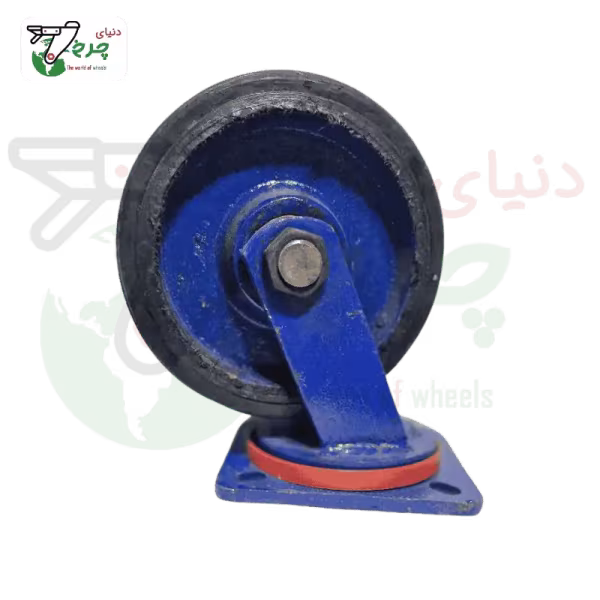 چرخ آهنی سنگین گردان 200 میلیمتر | تحمل 500 کیلوگرم | صنعتی