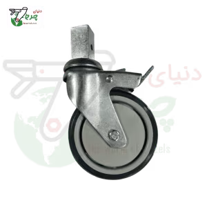 چرخ بیمارستانی ترمزدار قطر 125 میلی‌متر با پایه چهارگوش پروفیلی