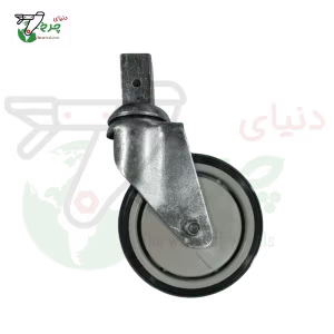 چرخ بیمارستانی گردان قطر 125 میلی‌متر با پایه چهارگوش پروفیلی