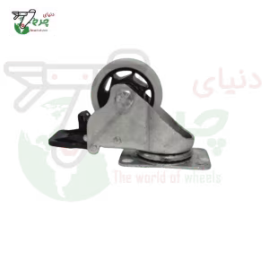 چرخ ترمزدار پایه سفید طوسی قطر 75 میلی‌متر ظرفیت 75 کیلوگرم