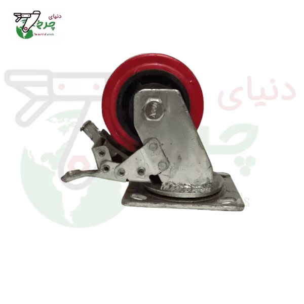 چرخ ترمزدار پلی‌اورتان رینگ پلاستیک قطر 100 میلی‌متر ظرفیت 150 کیلوگرم