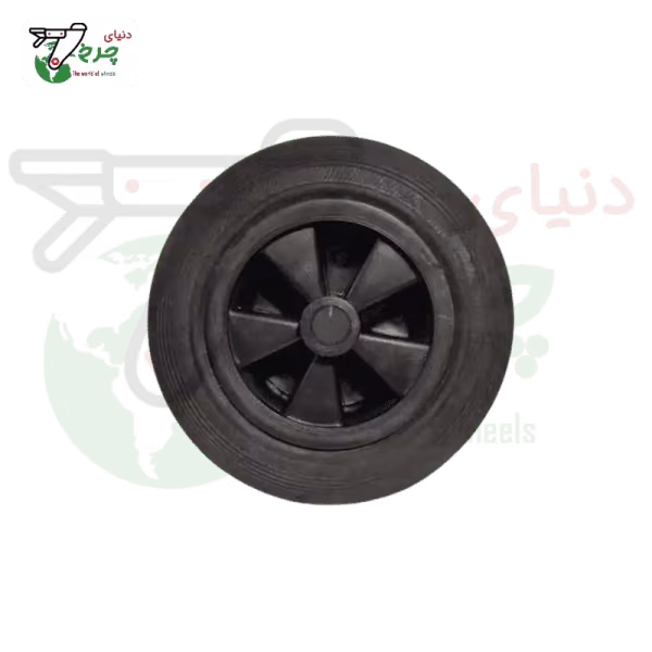 چرخ تک 20 سانتی‌متر زباله‌ای تمام پلاستیک با شفت 20 میلی‌متری
