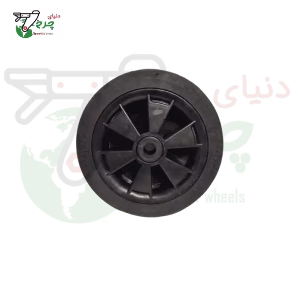 چرخ تک 25 سانتی‌متر کمپرسی تمام پلاستیک با شفت 25 میلی‌متری