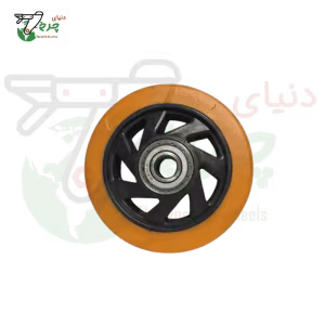 چرخ تک پایه سفید نارنجی 100 میلی‌متر با تحمل بار 75 کیلوگرم