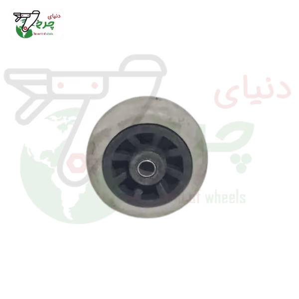 چرخ تکی شفت 12 میلی‌متری طوسی بیمارستانی 50 میلی‌متر با تحمل بار 25 کیلوگرم
