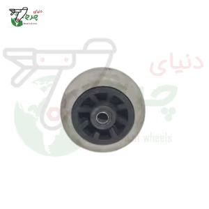 چرخ تکی شفت 12 میلی‌متری طوسی بیمارستانی 50 میلی‌متر با تحمل بار 25 کیلوگرم
