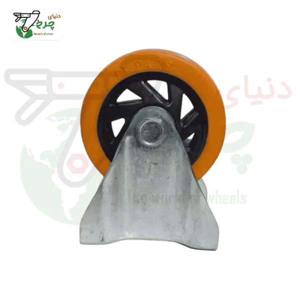 چرخ ثابت پایه سفید نارنجی 100 میلی‌متر با تحمل بار 75 کیلوگرم