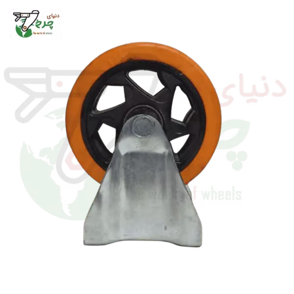 چرخ ثابت پایه سفید نارنجی 125 میلی‌متر با تحمل بار 100 کیلوگرم