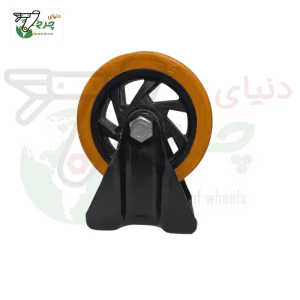 چرخ ثابت پایه مشکی نارنجی کفی قطر 125 میلی‌متر ظرفیت 125 کیلوگرم