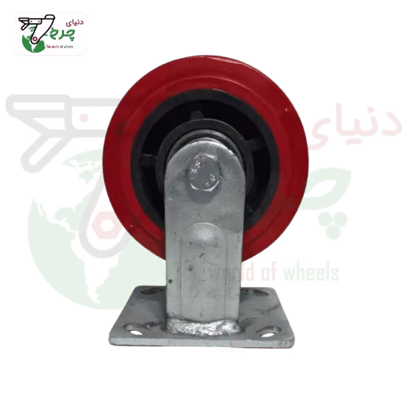 چرخ ثابت پلیاورتان رینگ پلاستیک قطر 125 میلیمتر ظرفیت 200 کیلوگرم