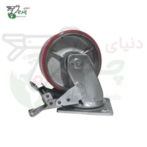 چرخ پلی اورتان 125 میلیمتر ترمزدار با رینگ چدن | تحمل 250 کیلو
