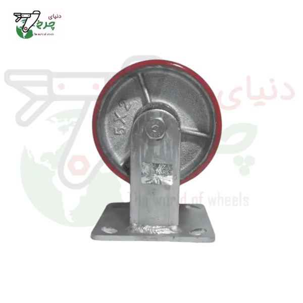 چرخ پلی اورتان 125 میلیمتر ثابت با رینگ چدن | تحمل 250 کیلو