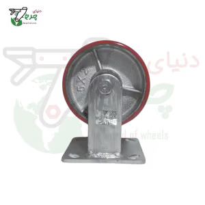 چرخ پلی اورتان 125 میلیمتر ثابت با رینگ چدن | تحمل 250 کیلو