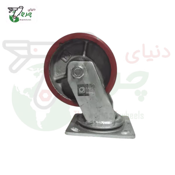 چرخ پلی اورتان 125 میلیمتر گردان با رینگ چدن | تحمل 250 کیلو
