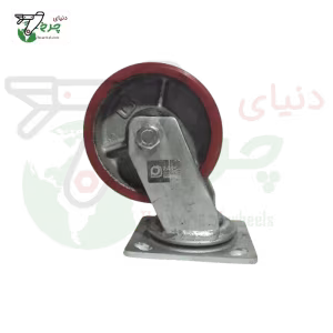چرخ پلی اورتان 125 میلیمتر گردان با رینگ چدن | تحمل 250 کیلو
