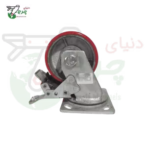چرخ پلی اورتان چدن ترمزدار 100 میلی‌متر با تحمل بار 200 کیلوگرم