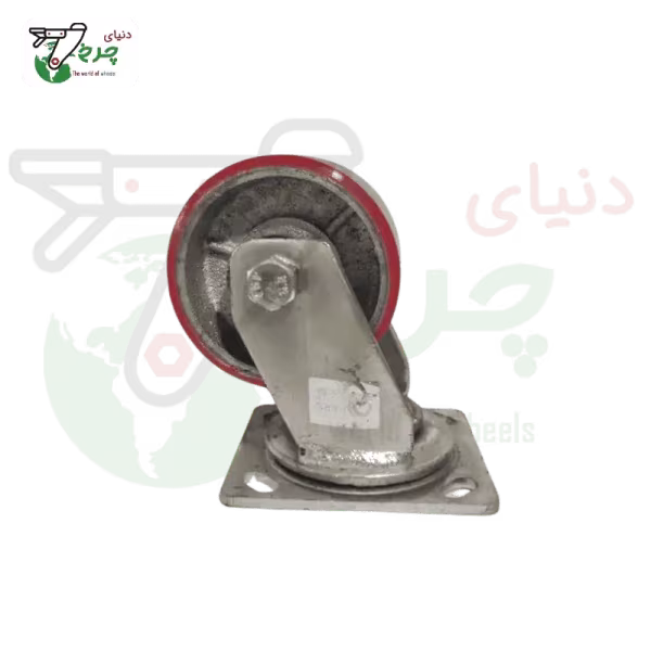 چرخ پلی اورتان چدن گردان 100 میلی‌متر با تحمل بار 200 کیلوگرم