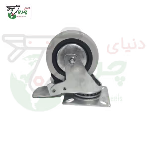 چرخ کفی ترمزدار طوسی بیمارستانی 50 میلی‌متر با تحمل بار 25 کیلوگرم