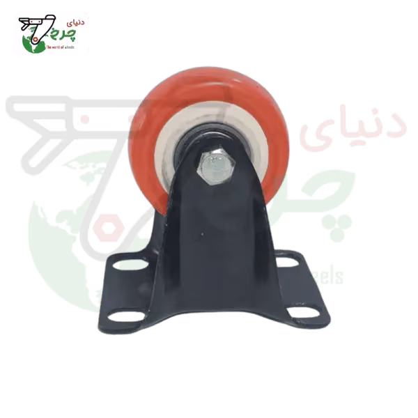 چرخ کفی ثابت پایه مشکی نارنجی 40 میلی‌متر با تحمل بار 30 کیلوگرم