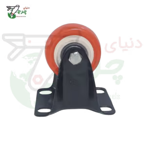 چرخ کفی ثابت پایه مشکی نارنجی 40 میلی‌متر با تحمل بار 30 کیلوگرم