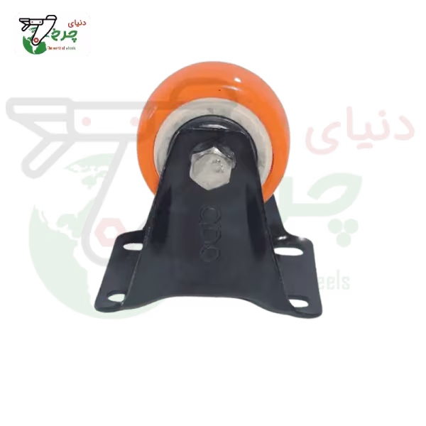چرخ کفی ثابت پایه مشکی نارنجی 50 میلی‌متر با تحمل بار 40 کیلوگرم