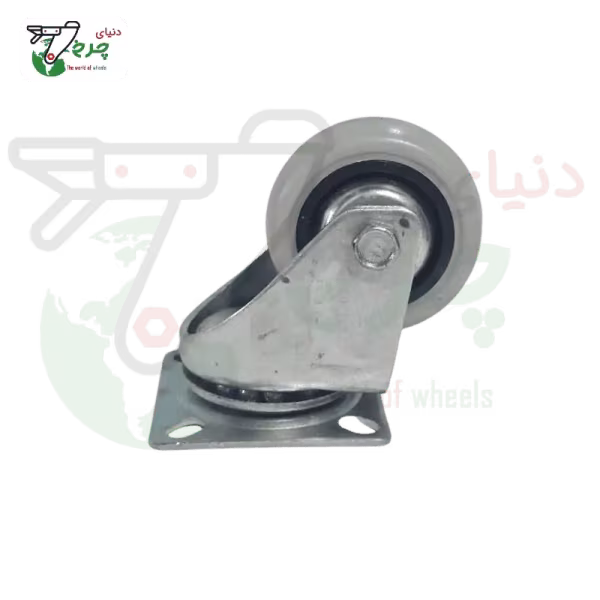 چرخ کفی گردان طوسی بیمارستانی 50 میلی‌متر با تحمل بار 25 کیلوگرم