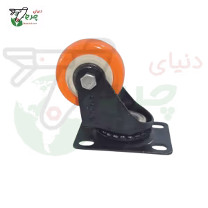 چرخ کفی گردان پایه مشکی نارنجی 40 میلی‌متر با تحمل بار 30 کیلوگرم