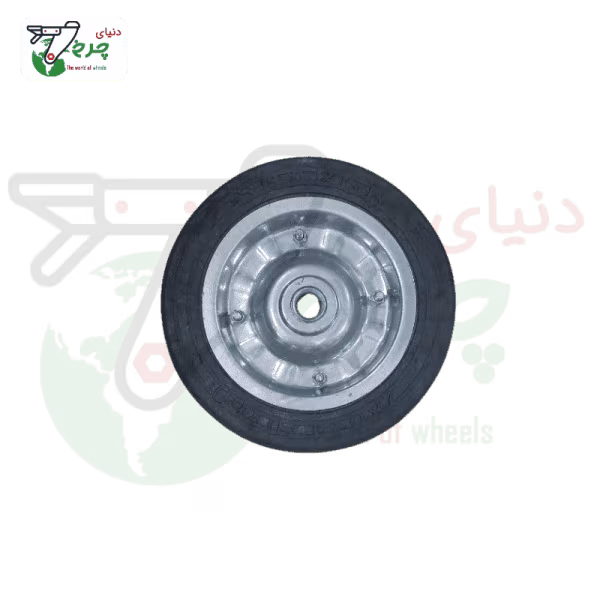 چرخ گاری 280 میلی‌متری ورقی ساده با رینگ فولادی و روکش لاستیک
