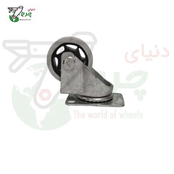 چرخ گردان پایه سفید طوسی قطر 75 میلی‌متر ظرفیت 75 کیلوگرم