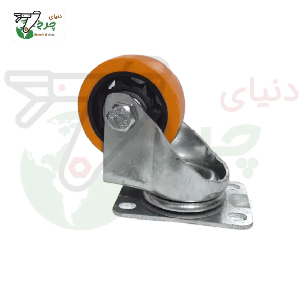 چرخ گردان پایه سفید نارنجی 75 میلی‌متر با تحمل بار 50 کیلوگرم