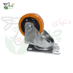 چرخ گردان پایه سفید نارنجی 75 میلی‌متر با تحمل بار 50 کیلوگرم